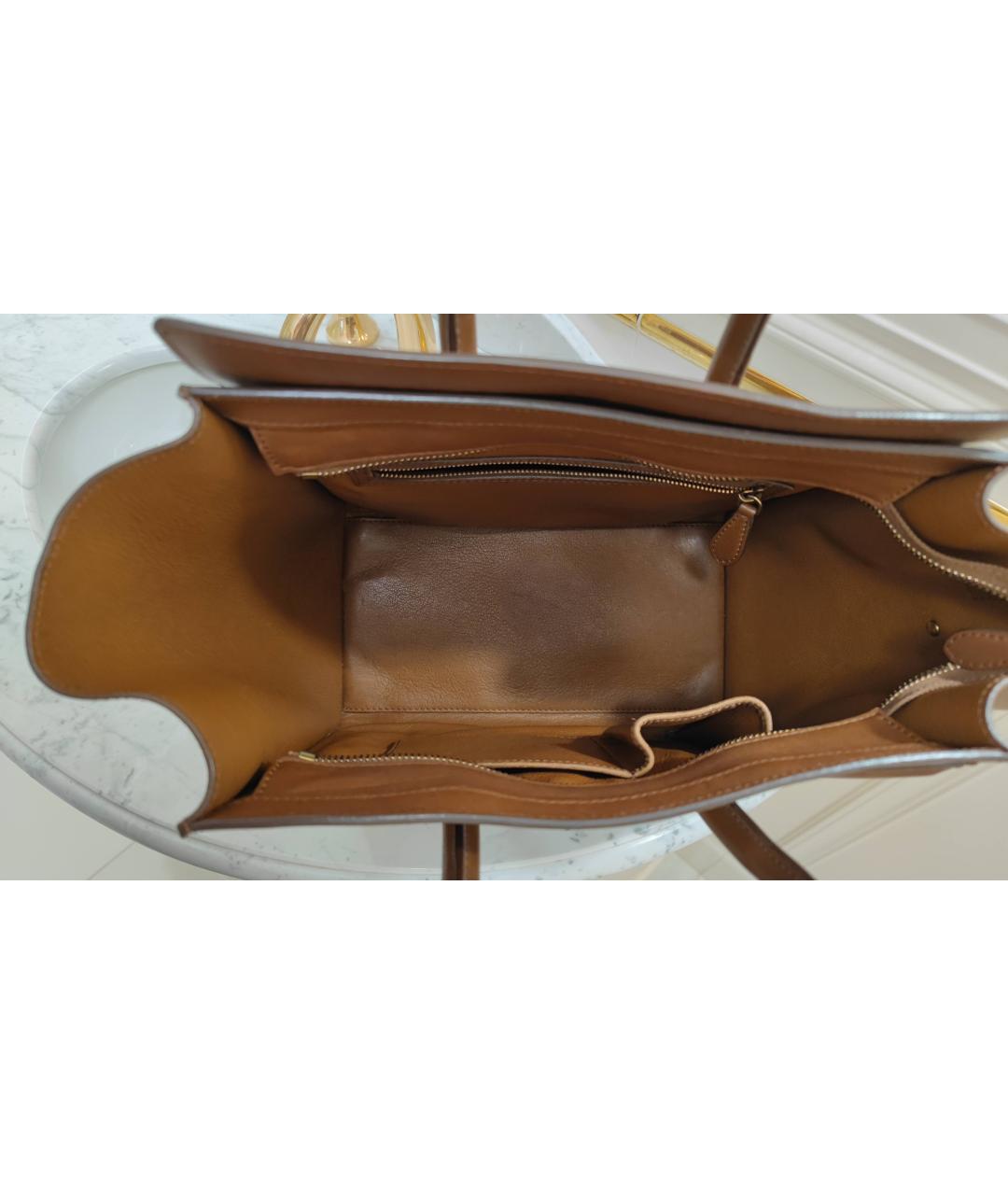 CELINE PRE-OWNED Коричневая кожаная сумка с короткими ручками, фото 4