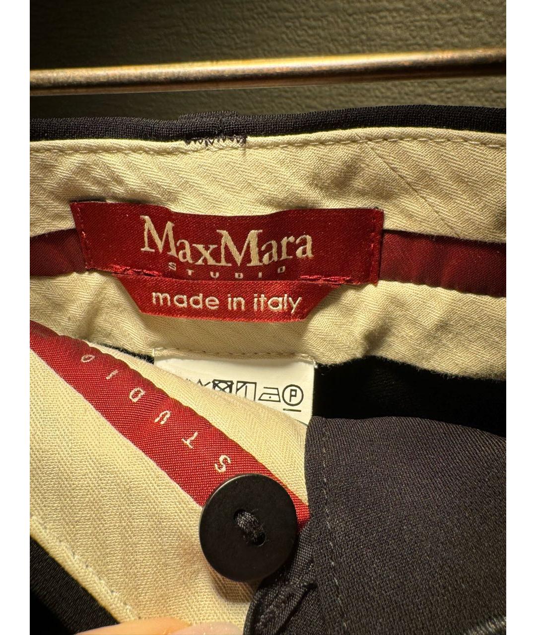 MAX MARA STUDIO Черные ацетатные прямые брюки, фото 3