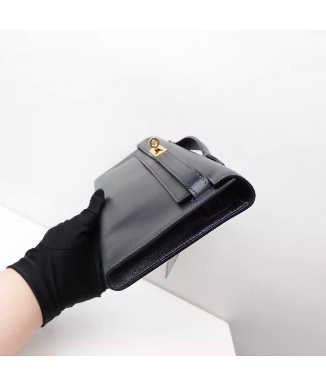 HERMES Черная кожаная сумка с короткими ручками, фото 5