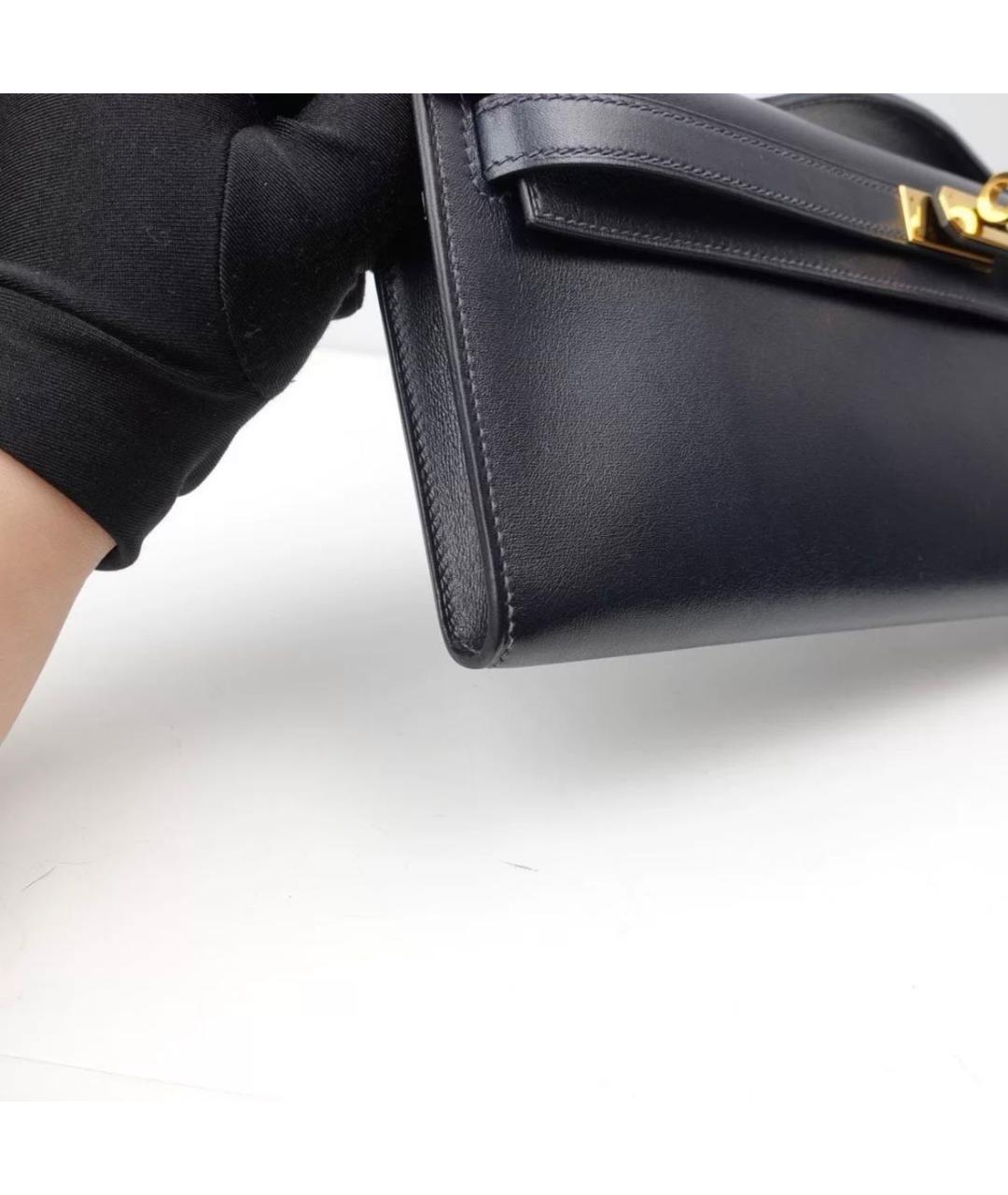 HERMES Черная кожаная сумка с короткими ручками, фото 7