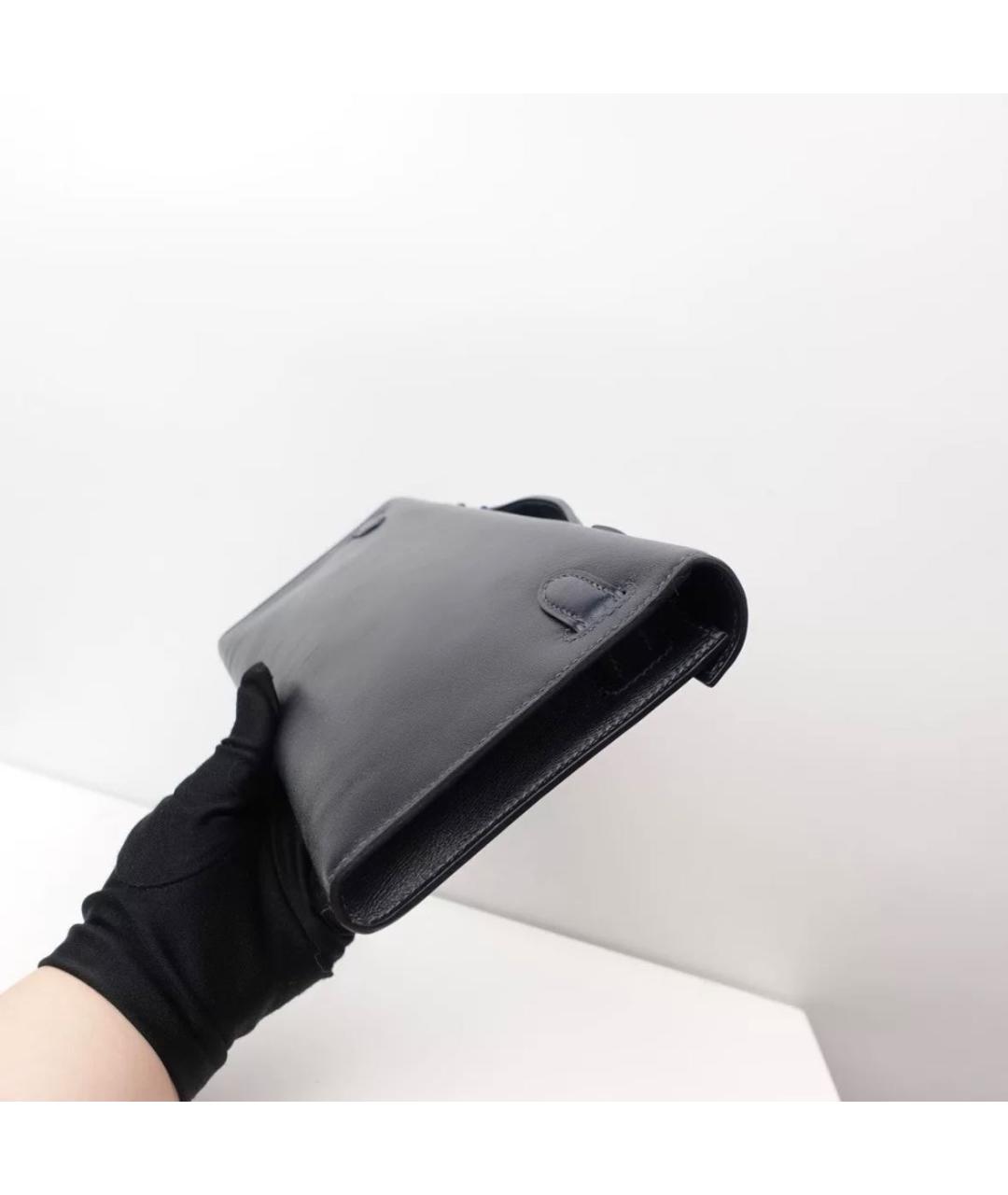 HERMES Черная кожаная сумка с короткими ручками, фото 3