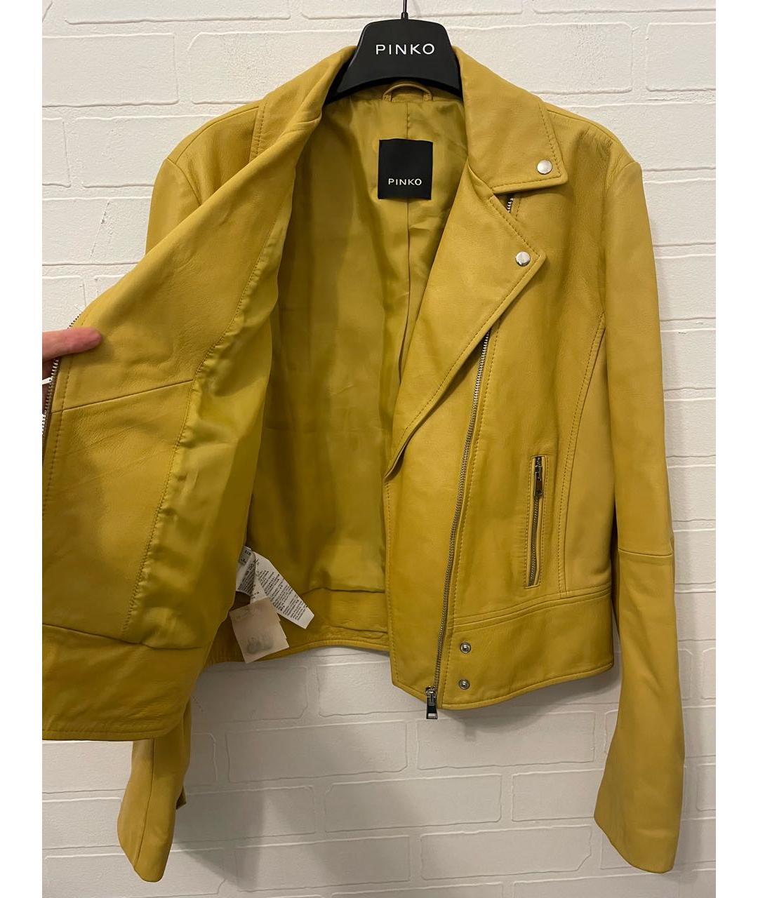 PINKO Желтая кожаная куртка, фото 7