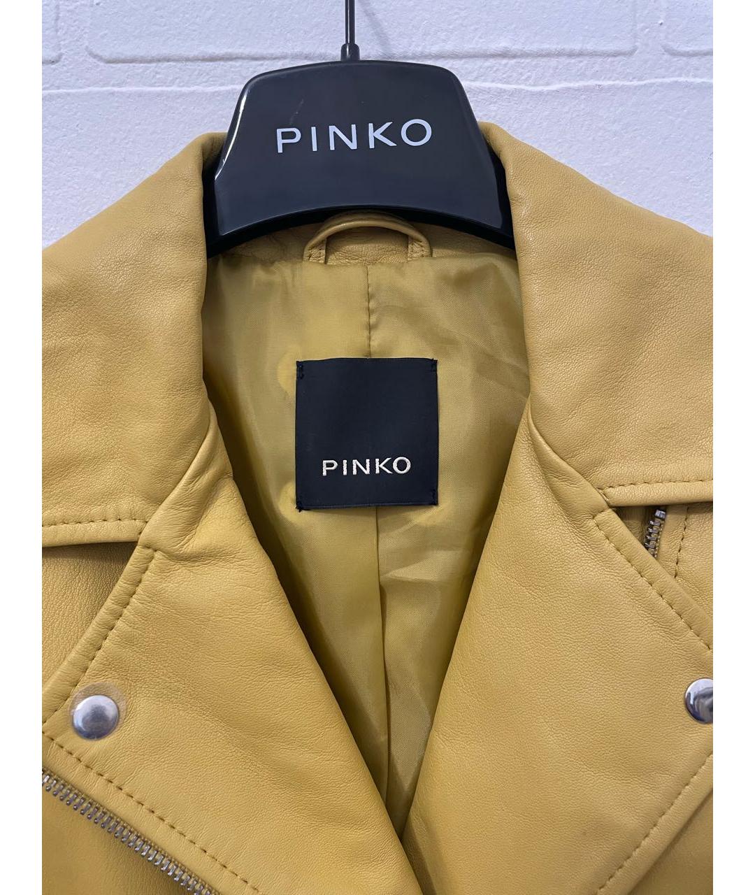 PINKO Желтая кожаная куртка, фото 6