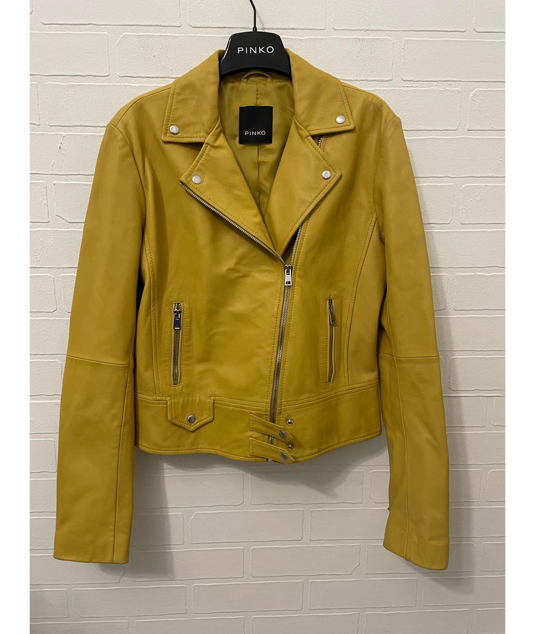PINKO Желтая кожаная куртка, фото 9