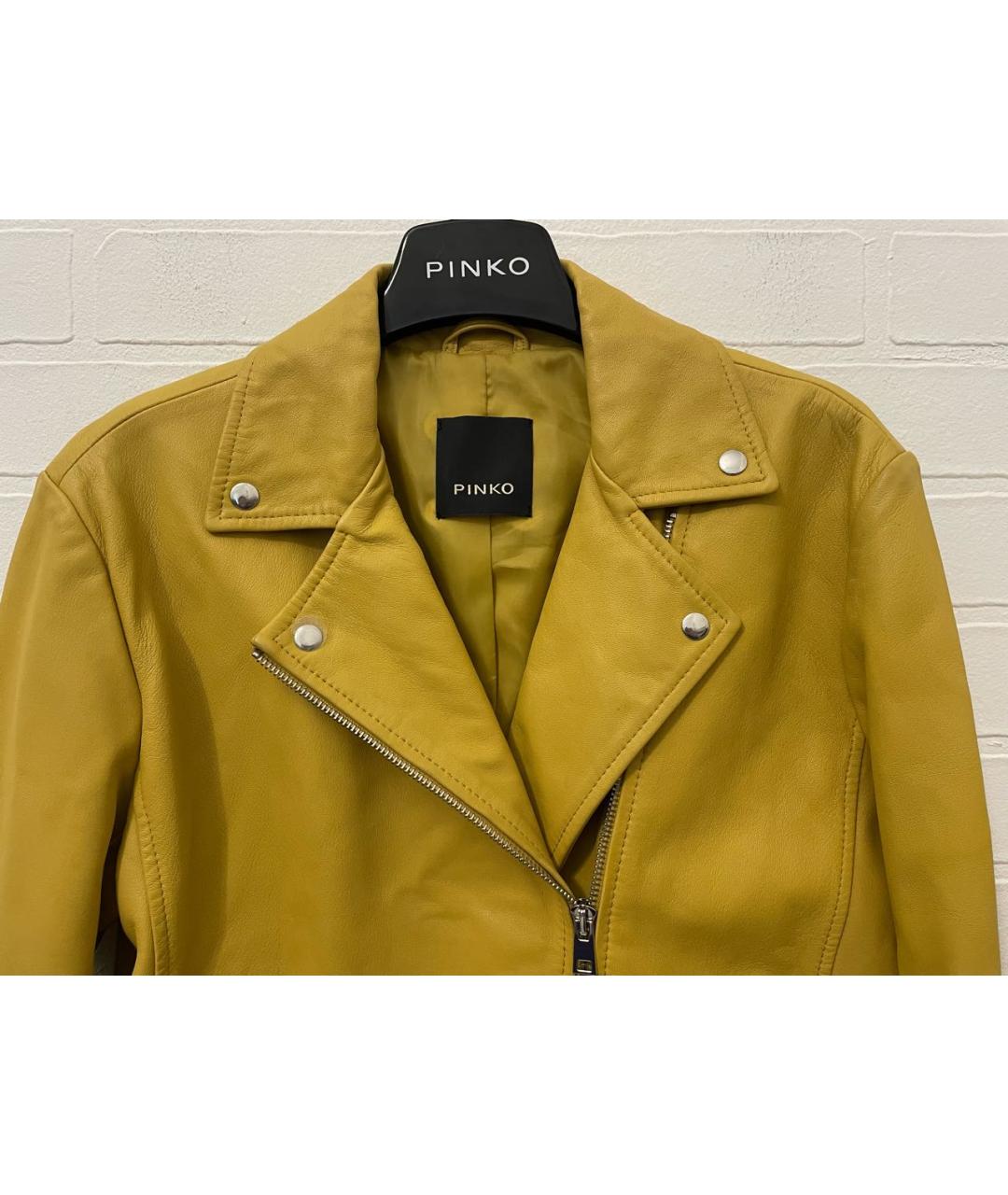 PINKO Желтая кожаная куртка, фото 3
