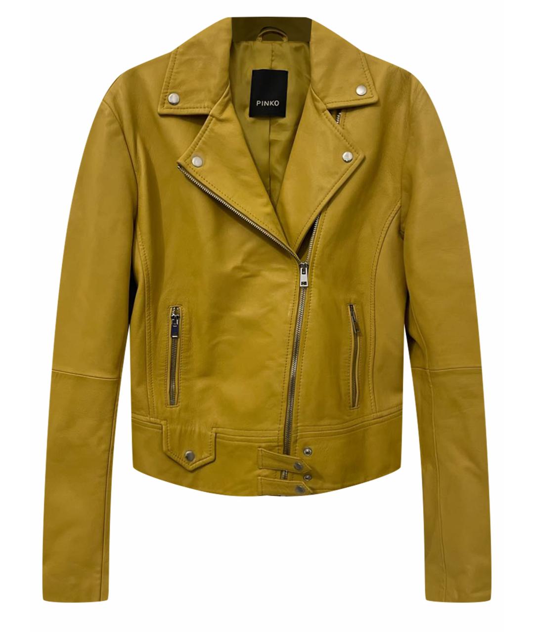 PINKO Желтая кожаная куртка, фото 1
