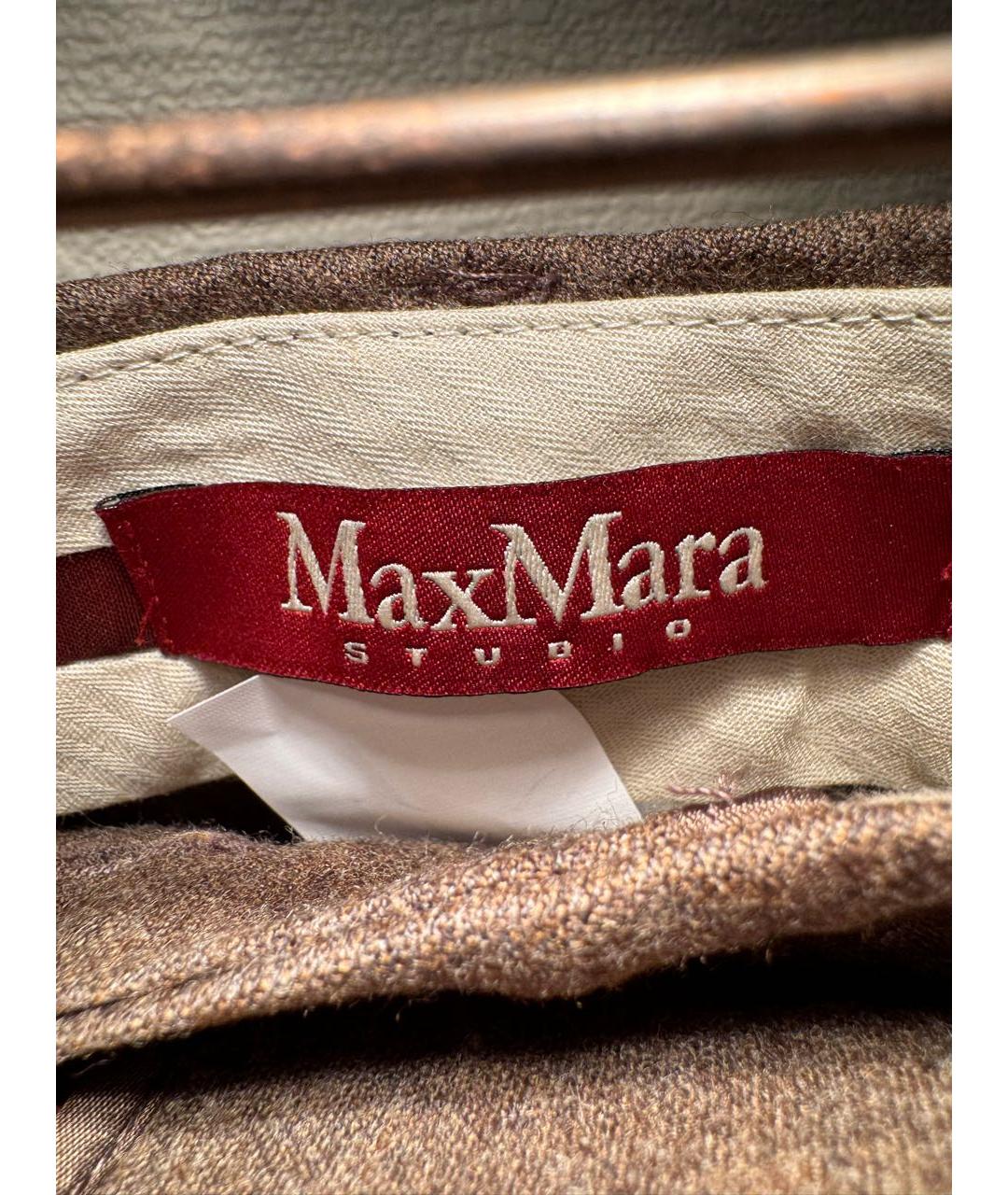 MAX MARA STUDIO Коричневые шерстяные брюки узкие, фото 3