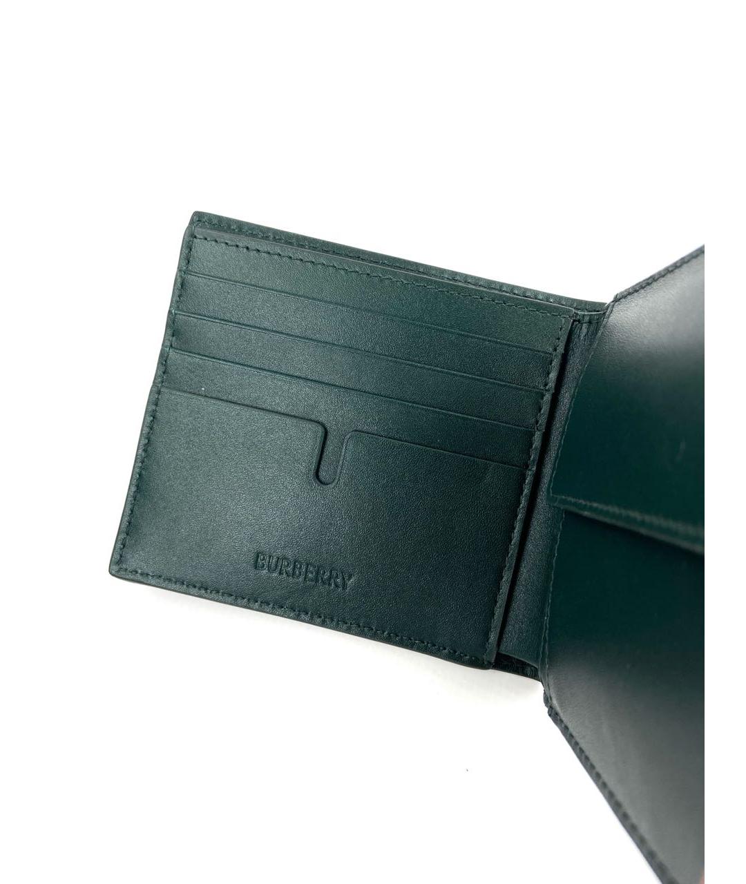 BURBERRY Зеленый кожаный кошелек, фото 4