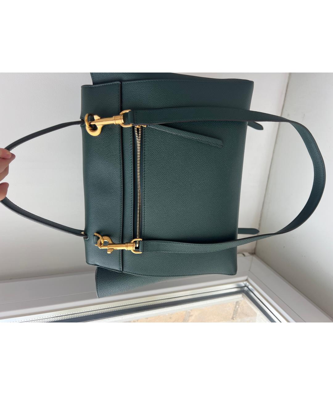 CELINE PRE-OWNED Зеленая кожаная сумка с короткими ручками, фото 2