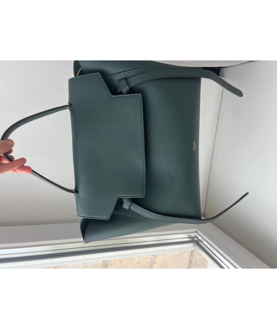 CELINE PRE-OWNED Зеленая кожаная сумка с короткими ручками, фото 4