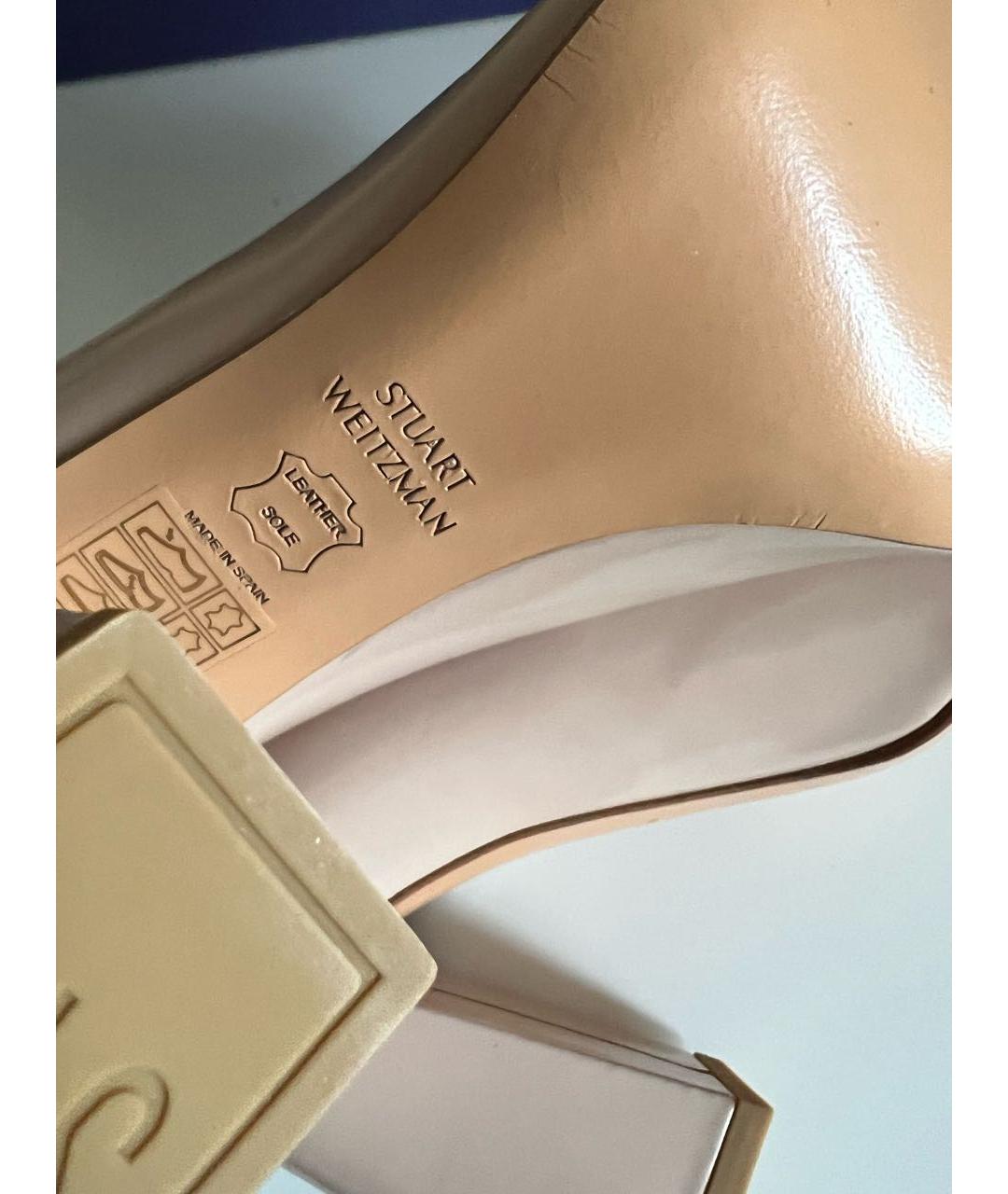 STUART WEITZMAN Бежевые кожаные туфли, фото 8