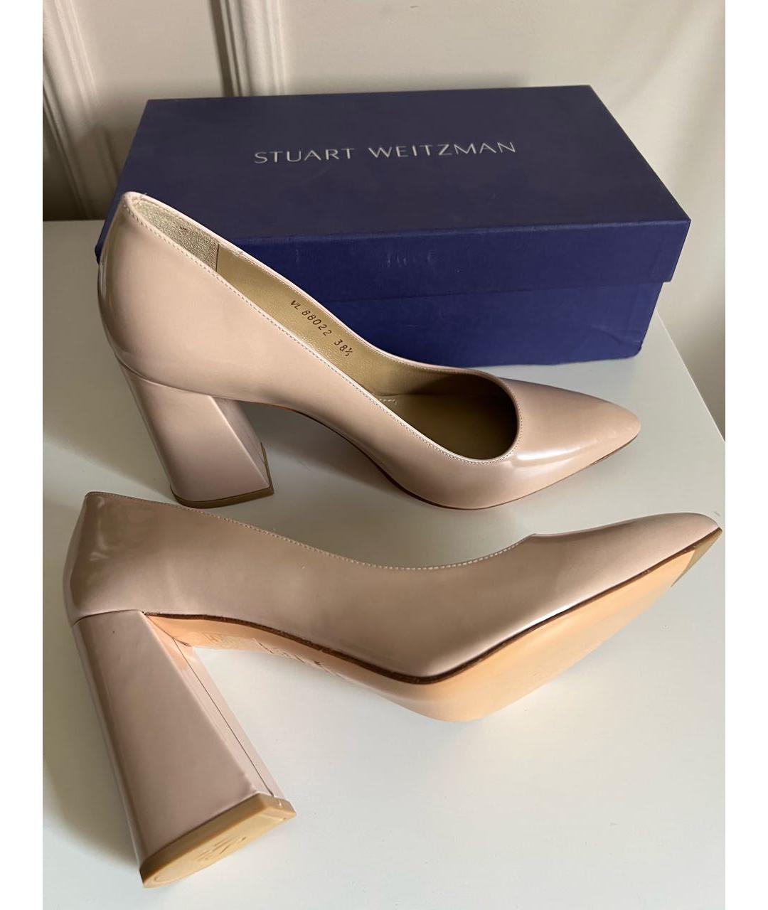 STUART WEITZMAN Бежевые кожаные туфли, фото 4