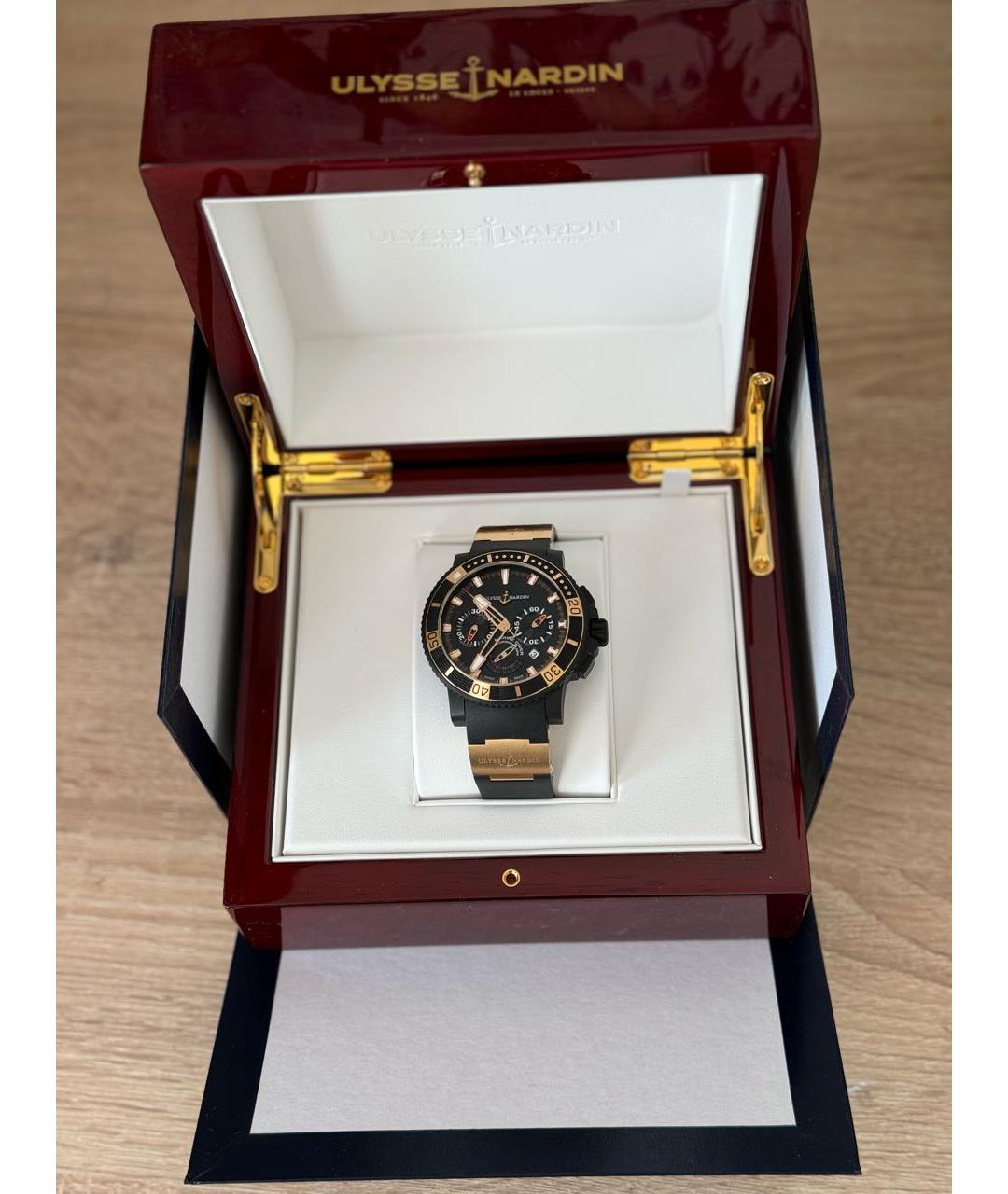 Ulysse Nardin Черные часы из желтого золота, фото 2
