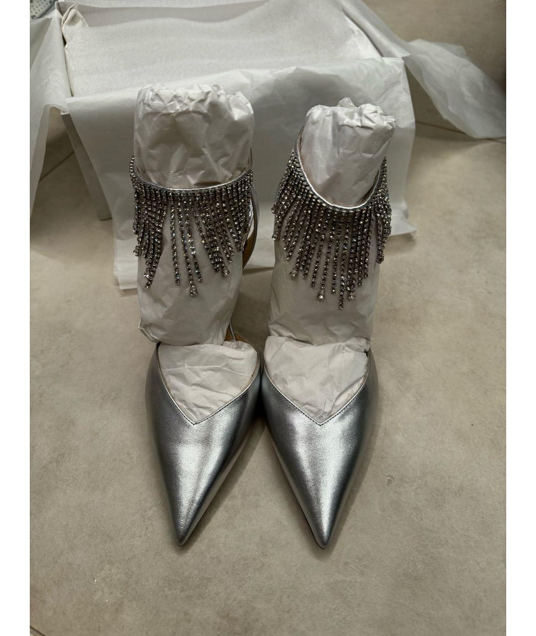 JIMMY CHOO Серебряные кожаные туфли, фото 3