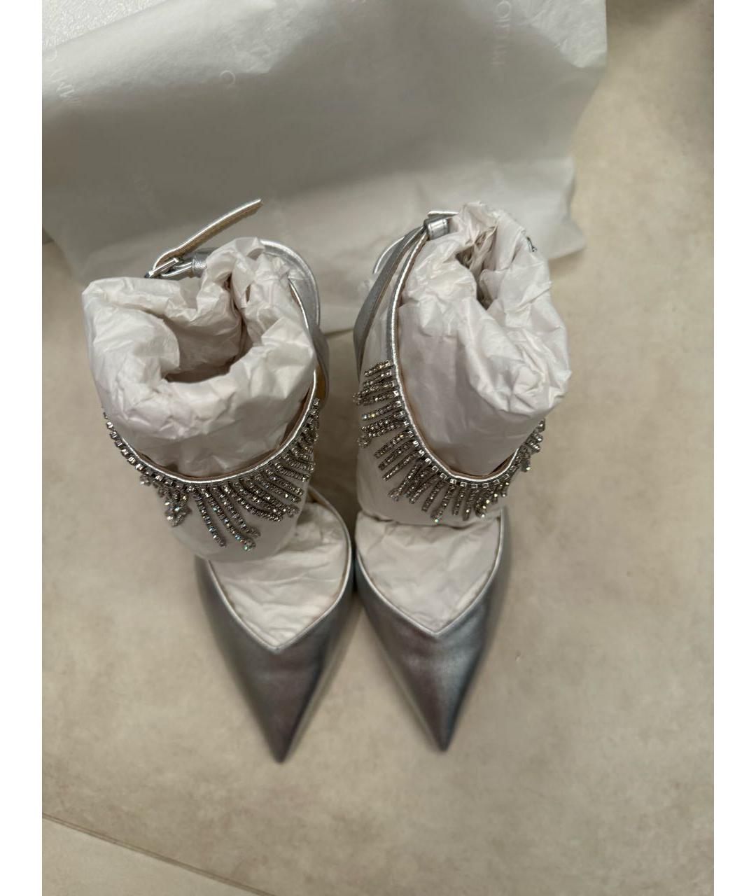 JIMMY CHOO Серебряные кожаные туфли, фото 5