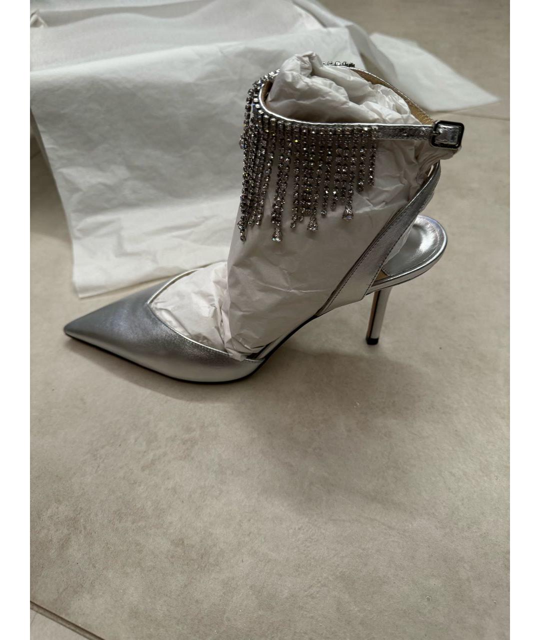 JIMMY CHOO Серебряные кожаные туфли, фото 2