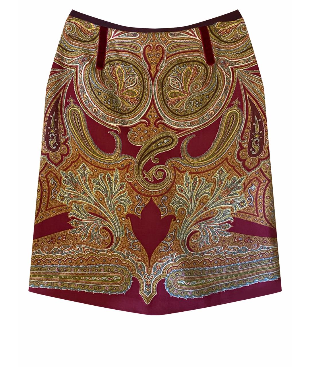 ETRO Бордовая шерстяная юбка миди, фото 1