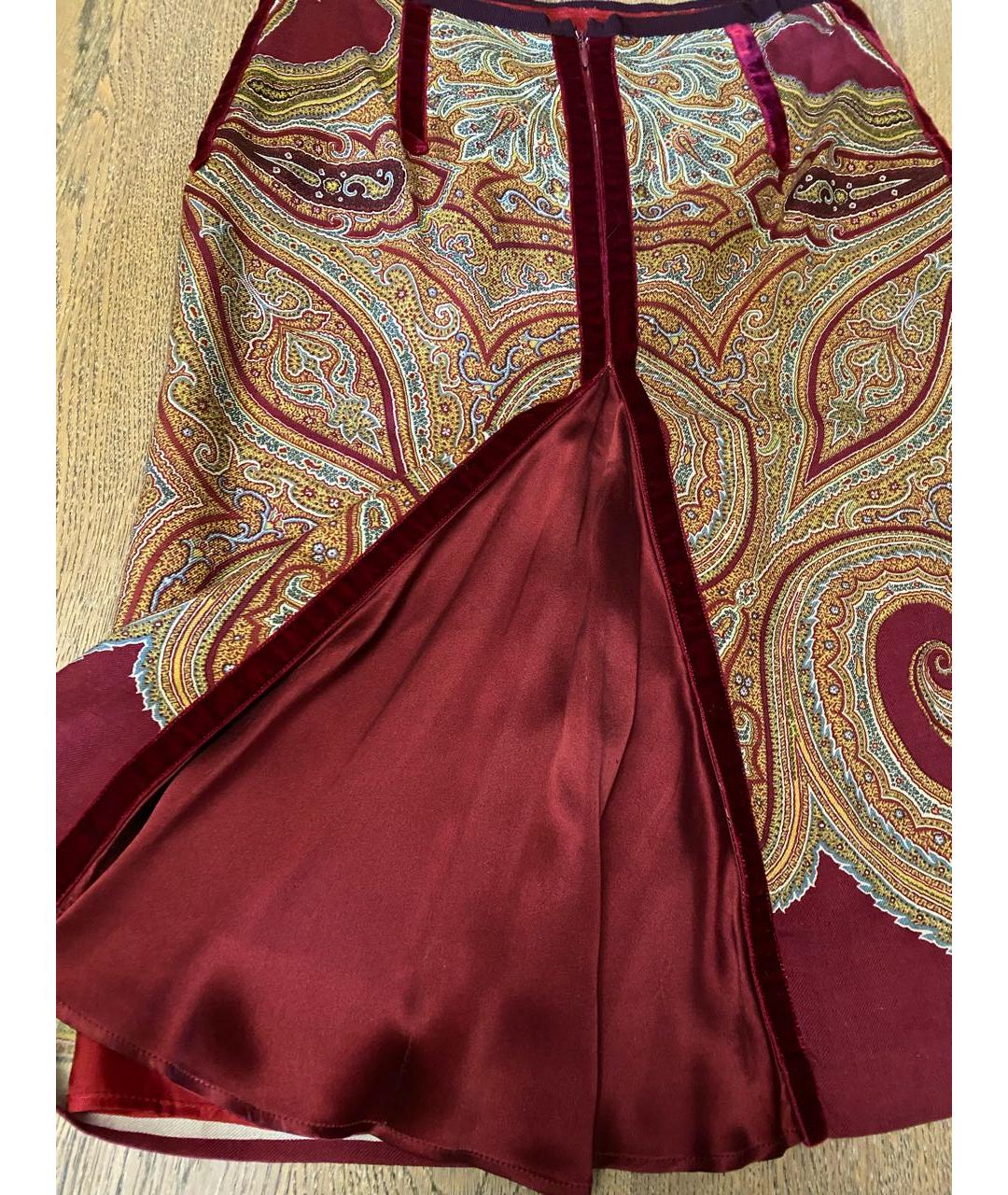 ETRO Бордовая шерстяная юбка миди, фото 4