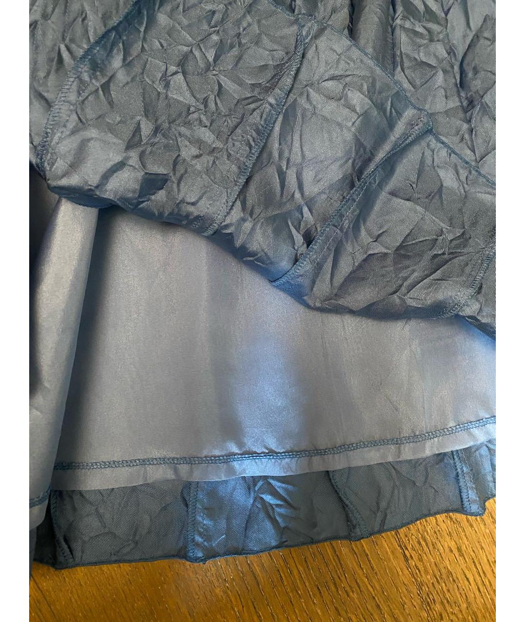 BURBERRY Синяя шелковая юбка миди, фото 4