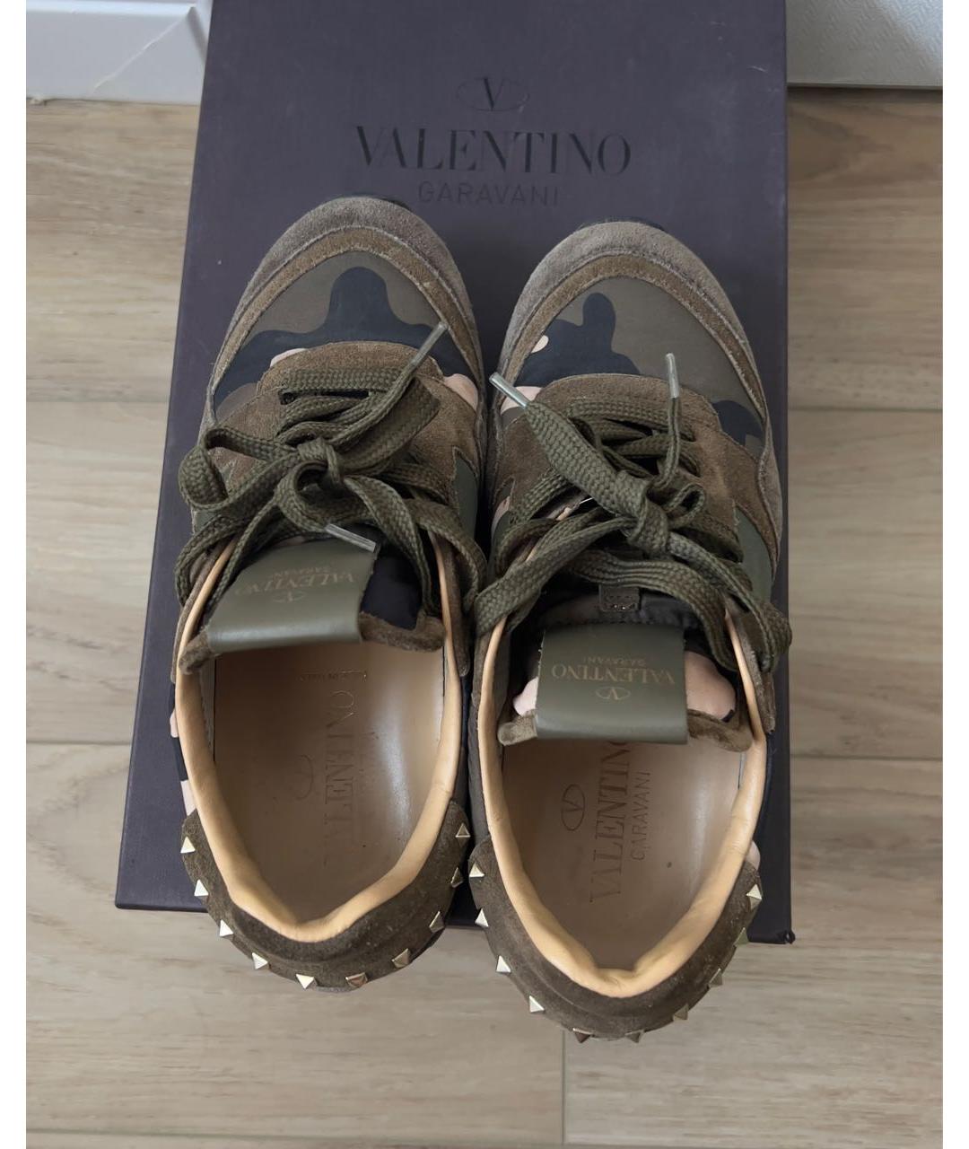 VALENTINO Хаки замшевые кроссовки, фото 3
