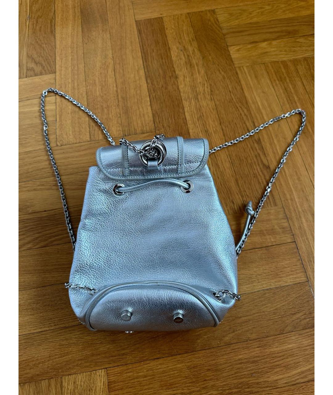 ROGER VIVIER Серебрянный кожаный рюкзак, фото 7