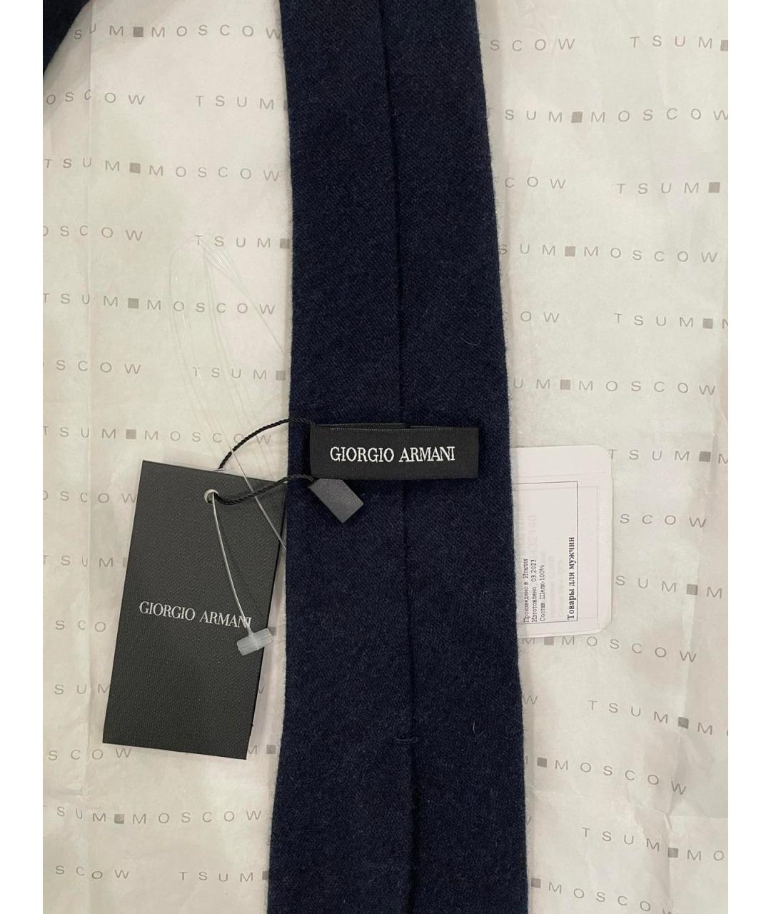 GIORGIO ARMANI Темно-синий шелковый галстук, фото 4