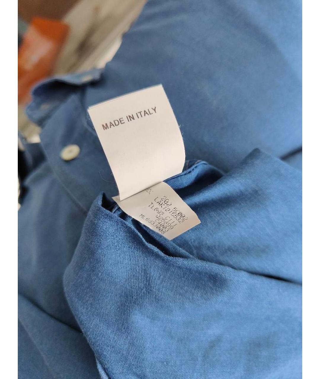 BRUNELLO CUCINELLI Синяя хлопковая кэжуал рубашка, фото 7