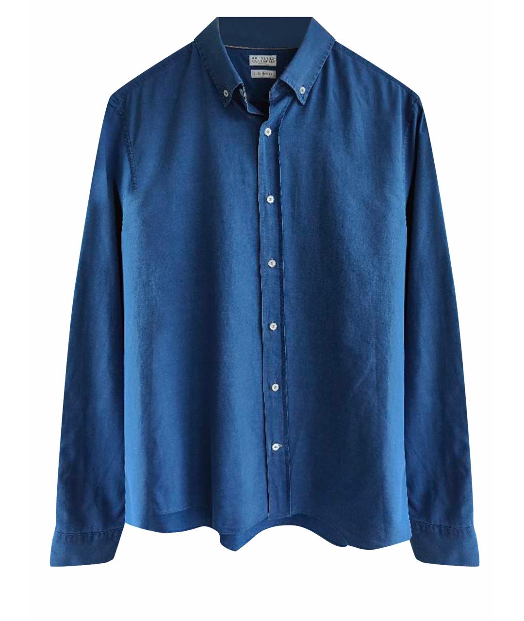 BRUNELLO CUCINELLI Синяя хлопковая кэжуал рубашка, фото 1