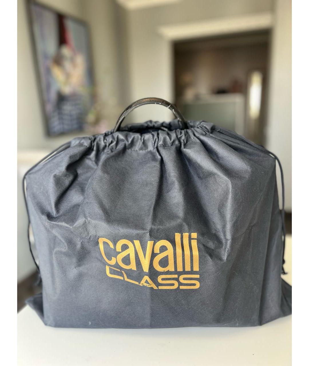 CAVALLI CLASS Черная кожаная сумка с короткими ручками, фото 5