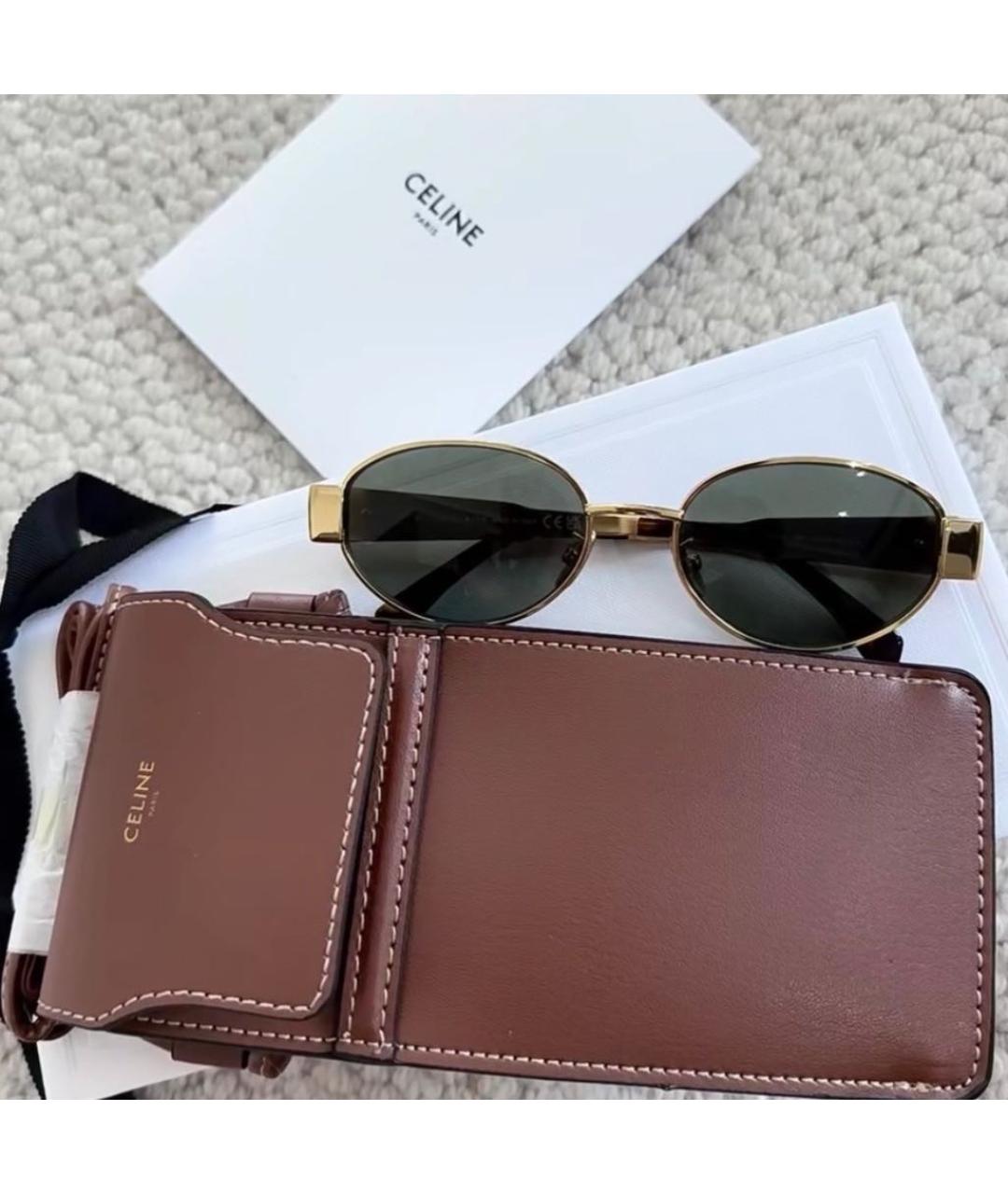 CELINE Золотые металлические солнцезащитные очки, фото 4