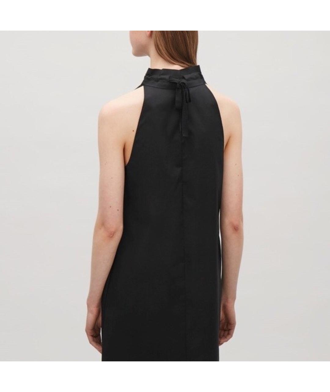 COS Черное хлопко-эластановое повседневное платье, фото 6