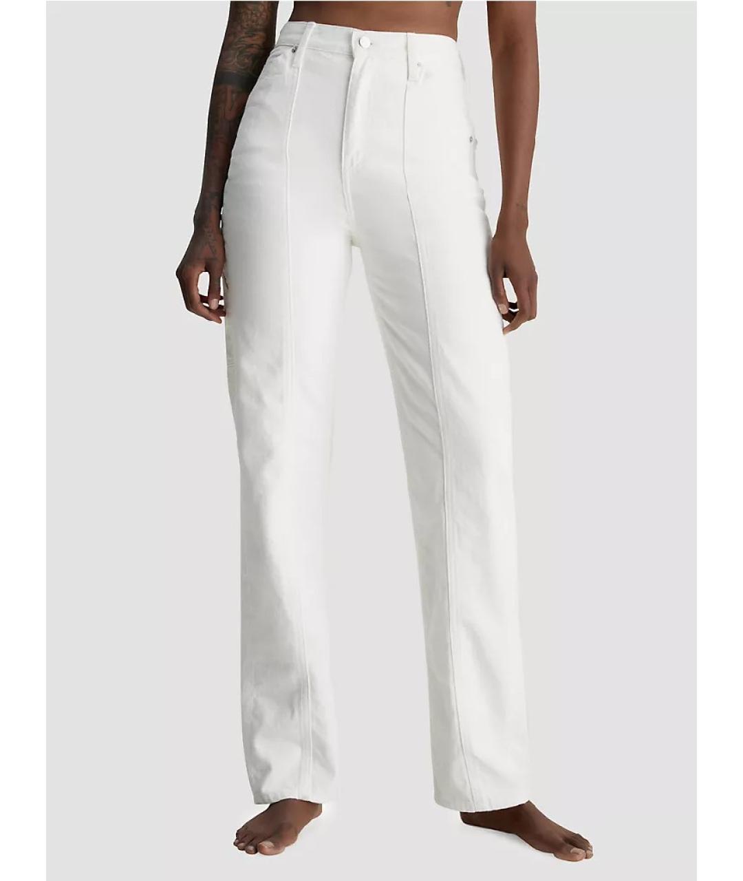 CALVIN KLEIN Белые хлопковые прямые джинсы, фото 2