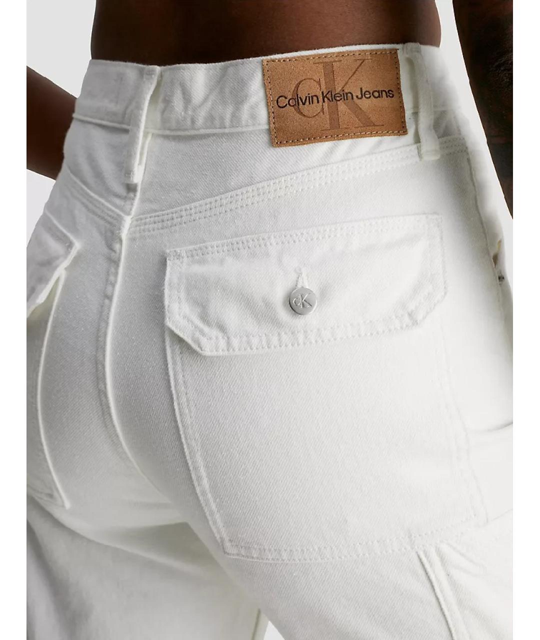 CALVIN KLEIN Белые хлопковые прямые джинсы, фото 4