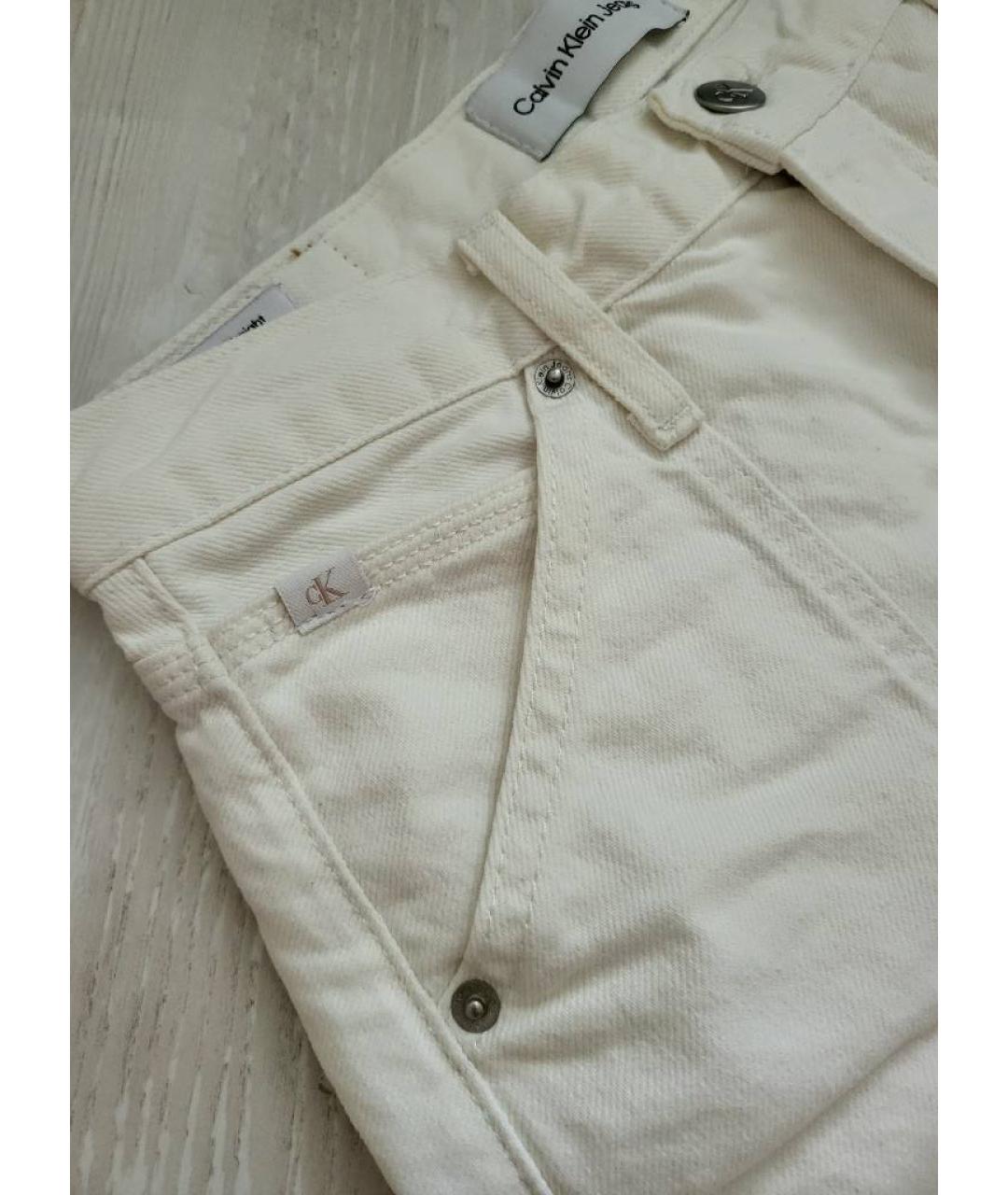 CALVIN KLEIN Белые хлопковые прямые джинсы, фото 7