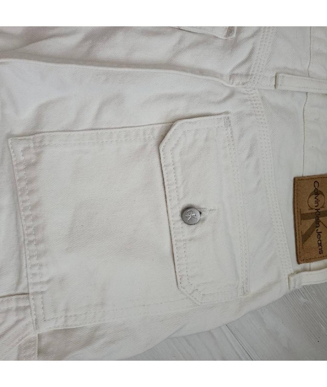 CALVIN KLEIN Белые хлопковые прямые джинсы, фото 9