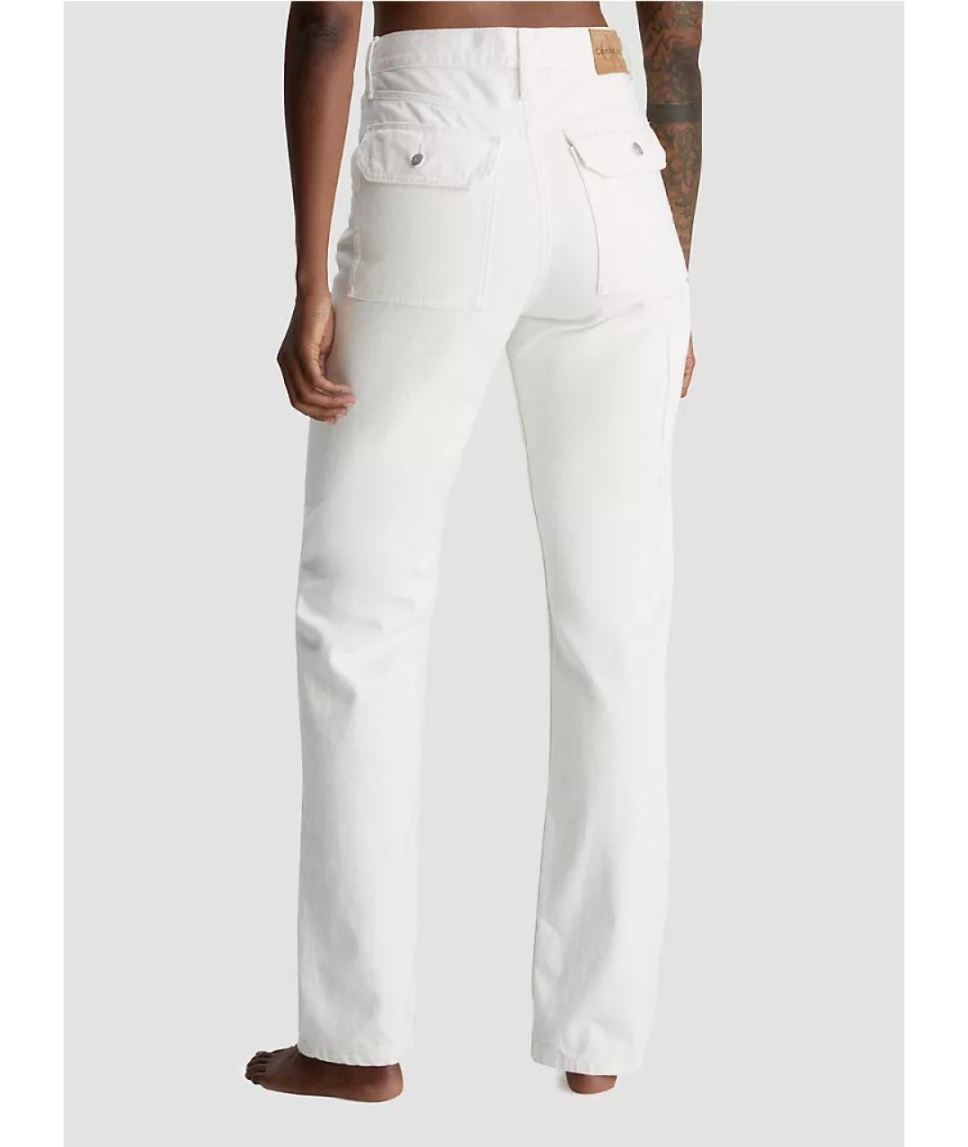 CALVIN KLEIN Белые хлопковые прямые джинсы, фото 3