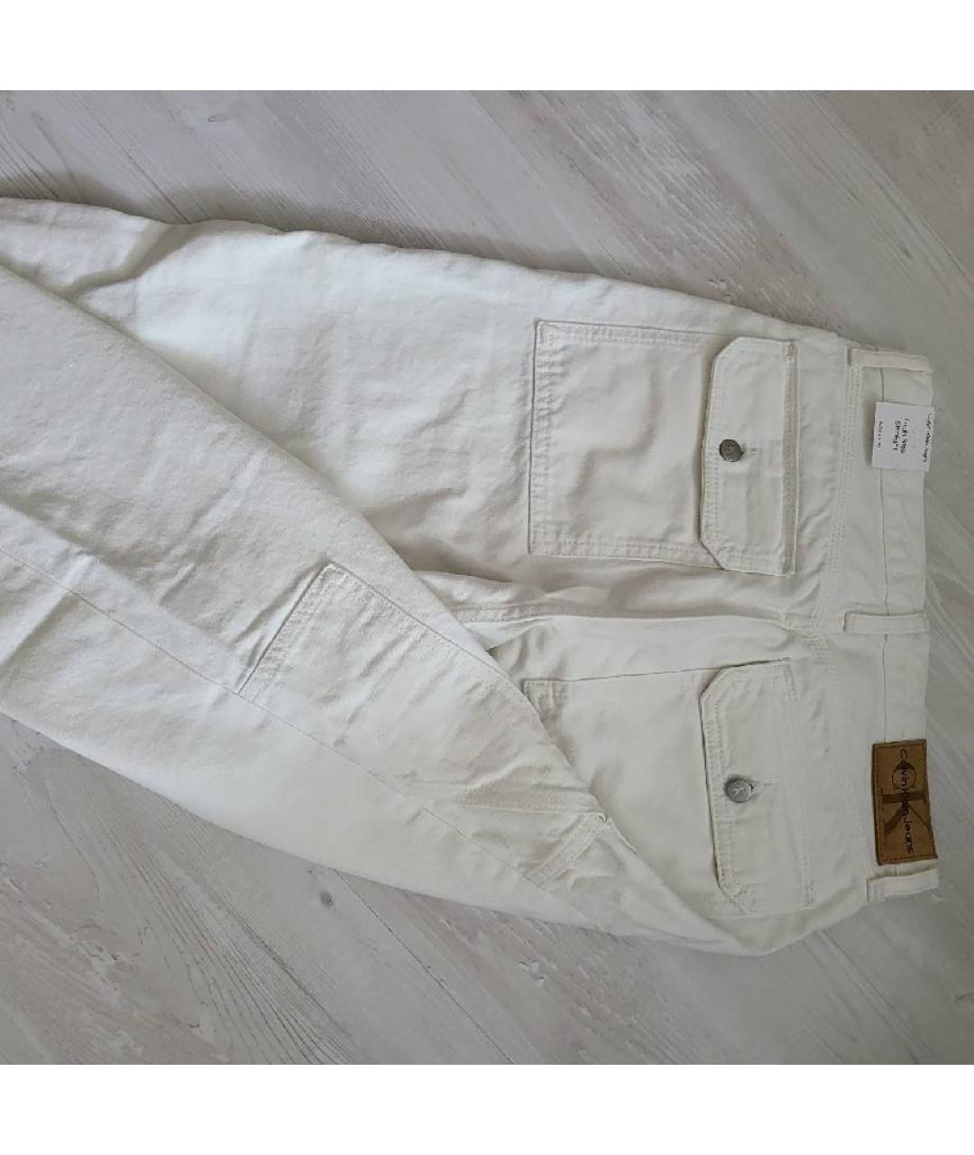 CALVIN KLEIN Белые хлопковые прямые джинсы, фото 8