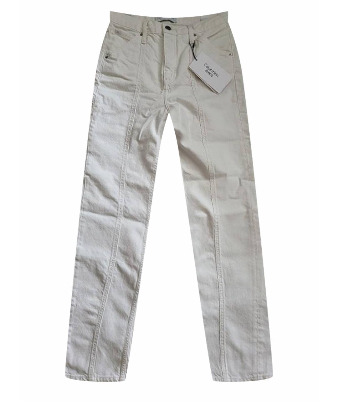 CALVIN KLEIN Белые хлопковые прямые джинсы, фото 1