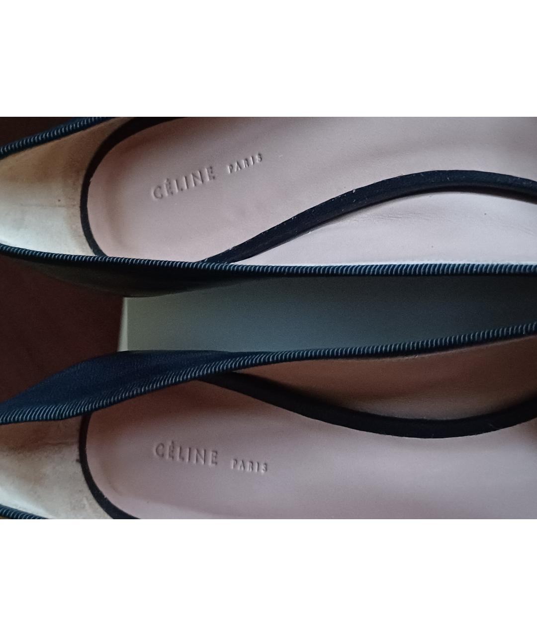 CELINE PRE-OWNED Темно-синие кожаные балетки, фото 7