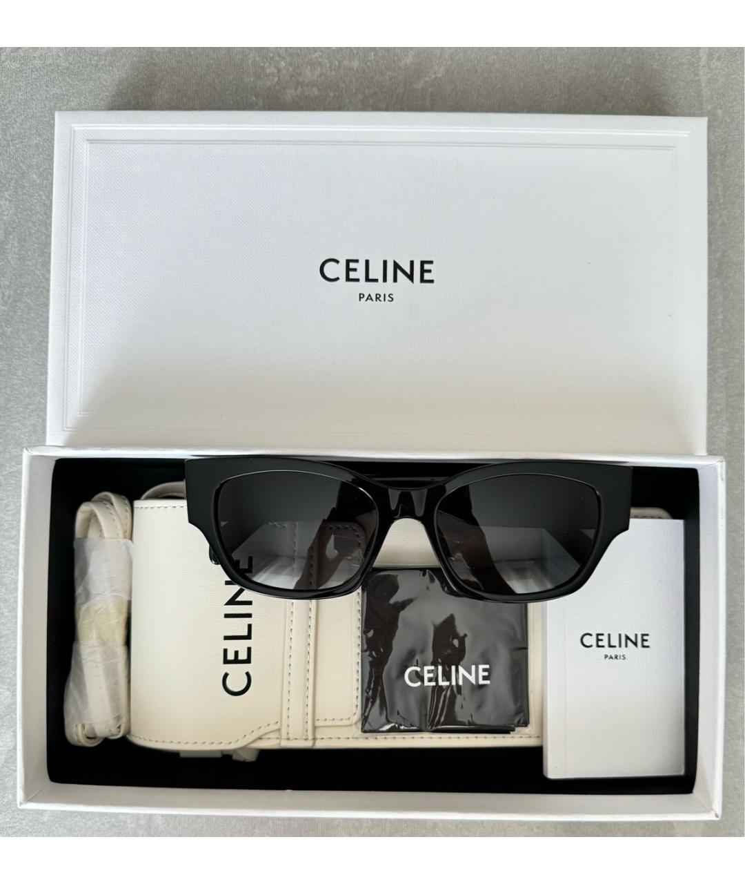 CELINE PRE-OWNED Черные пластиковые солнцезащитные очки, фото 4