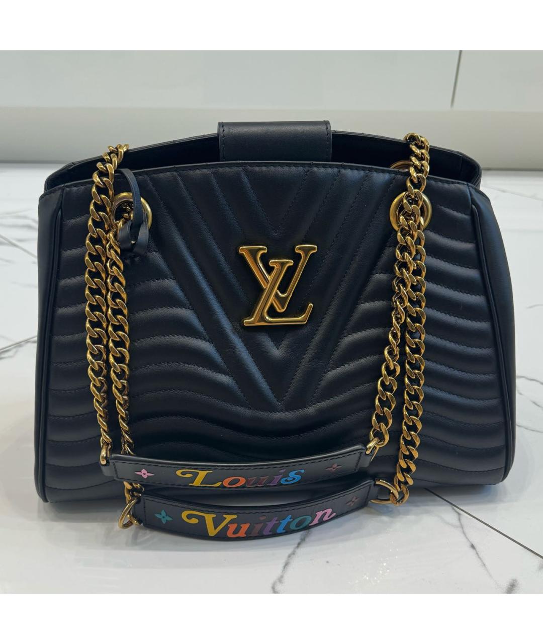 LOUIS VUITTON Черная кожаная сумка через плечо, фото 4