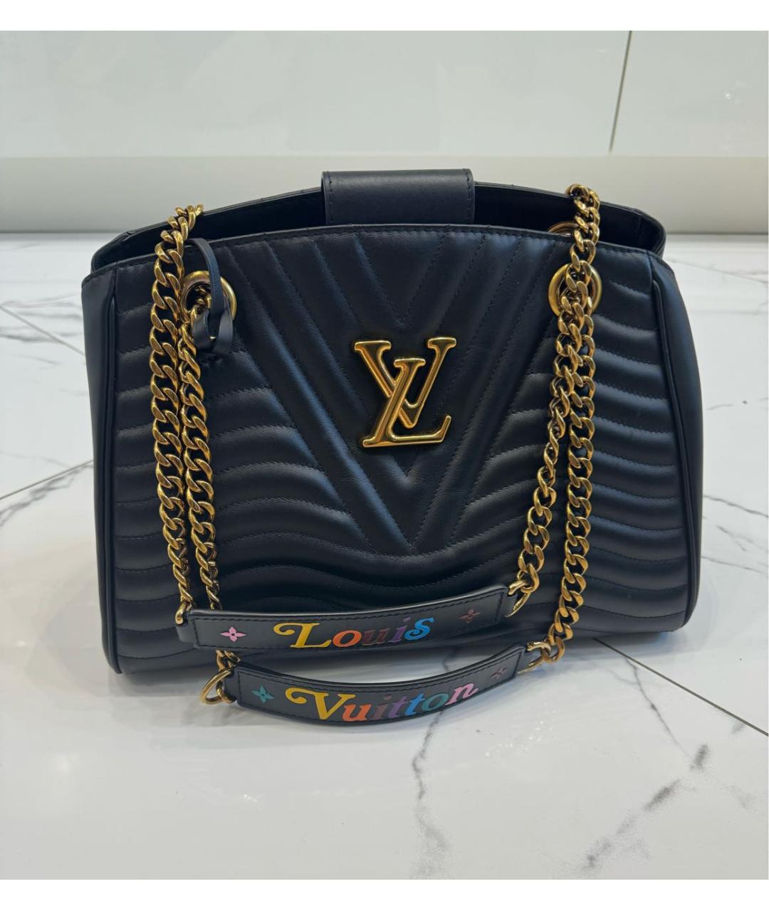 LOUIS VUITTON Черная кожаная сумка через плечо, фото 2