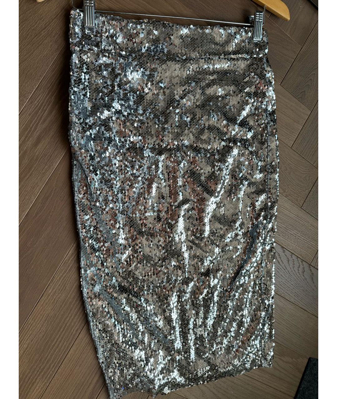 ESSENTIEL ANTWERP Серебряная полиэстеровая юбка миди, фото 3