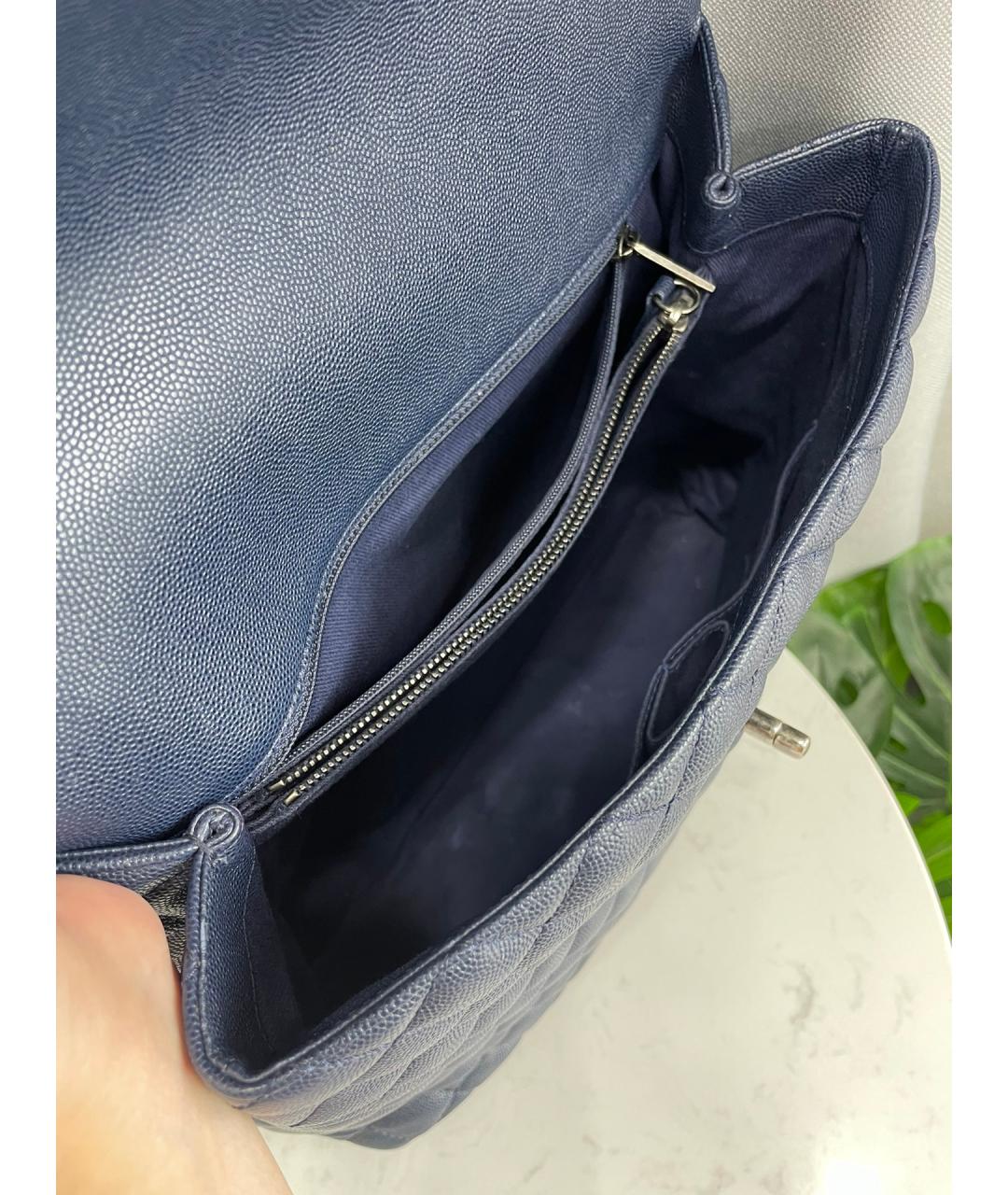CHANEL PRE-OWNED Голубая кожаная сумка через плечо, фото 8