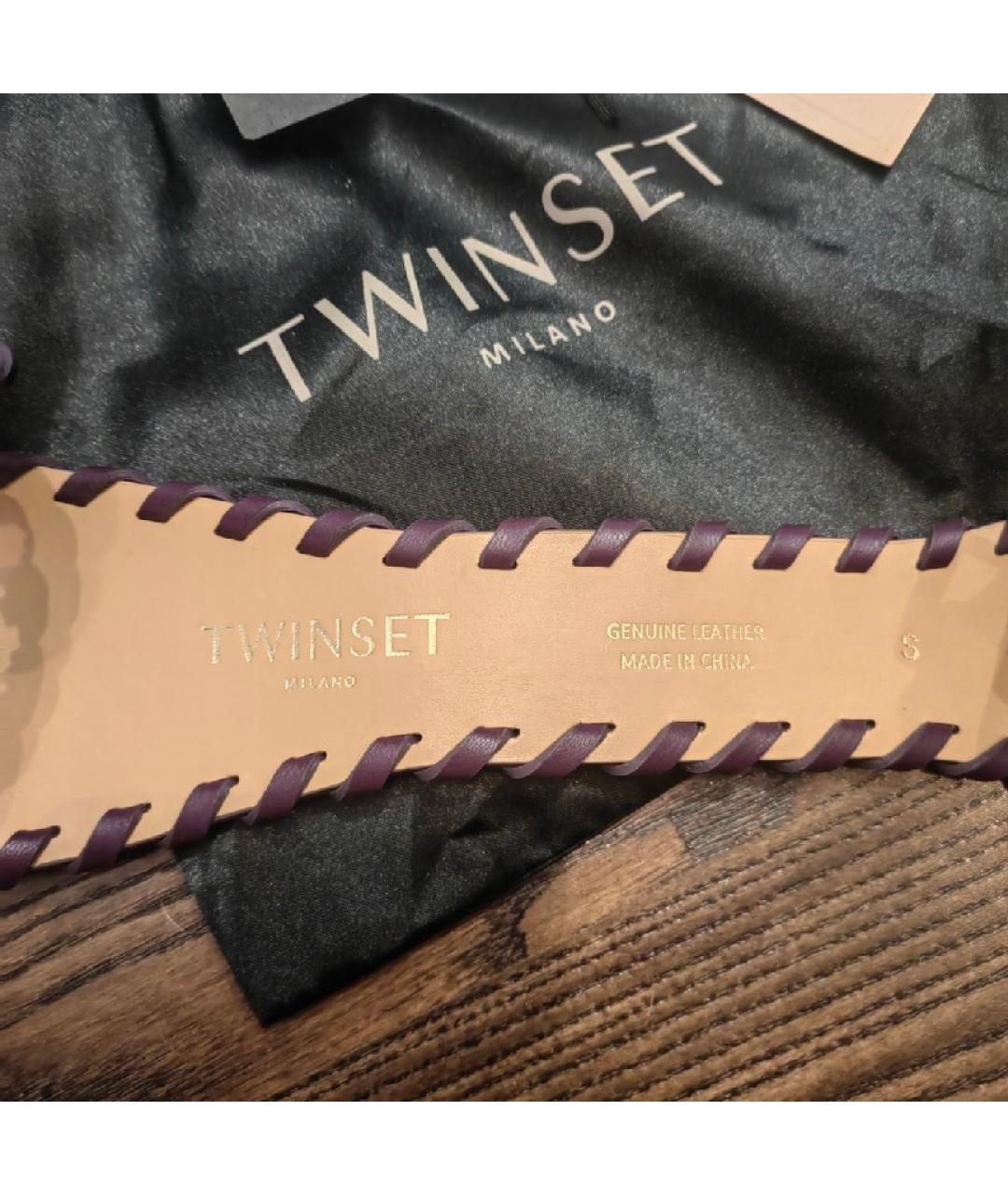 TWIN-SET Фиолетовый замшевый ремень, фото 5