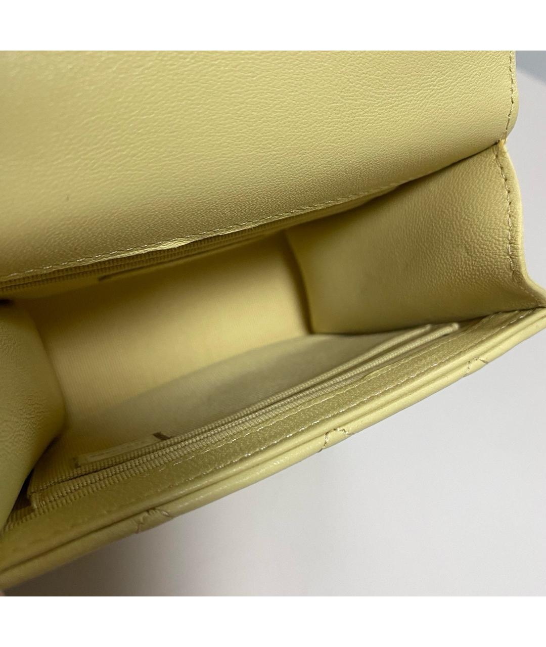 CHANEL PRE-OWNED Желтая кожаная сумка с короткими ручками, фото 8