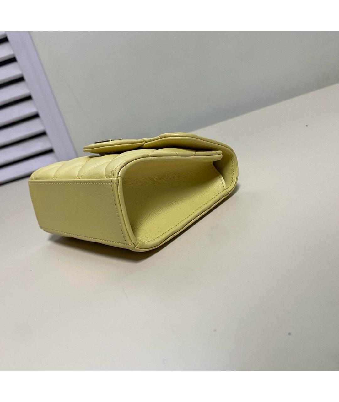 CHANEL PRE-OWNED Желтая кожаная сумка с короткими ручками, фото 5