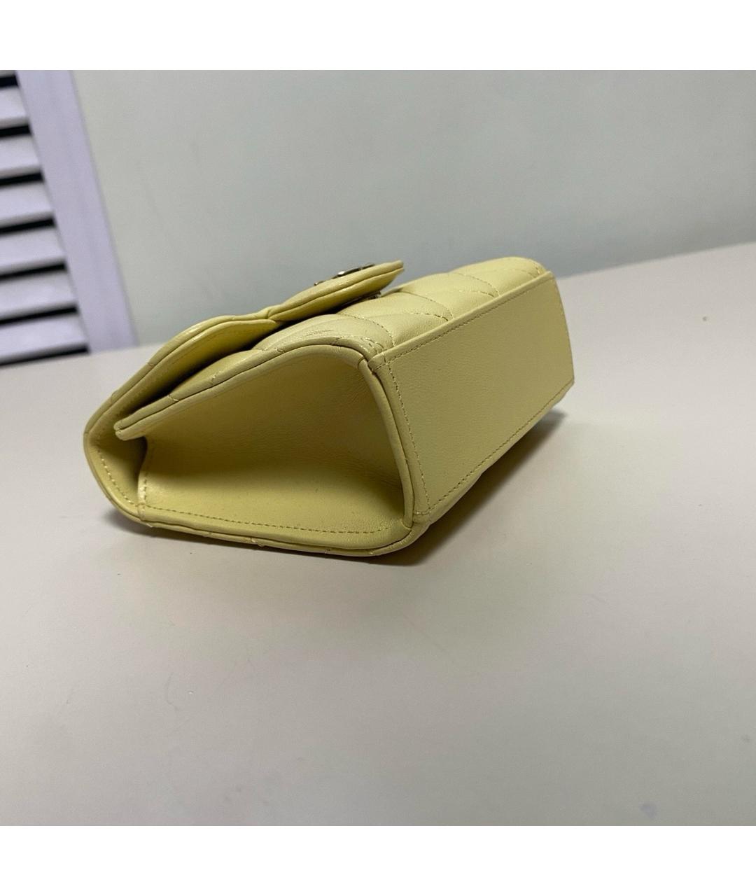 CHANEL PRE-OWNED Желтая кожаная сумка с короткими ручками, фото 4