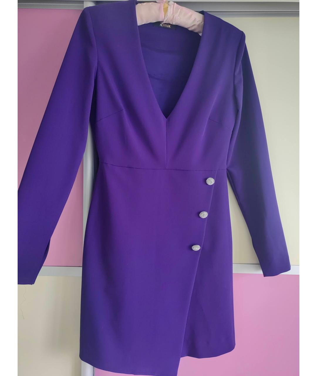 TWIN-SET Фиолетовое полиэстеровое коктейльное платье, фото 10