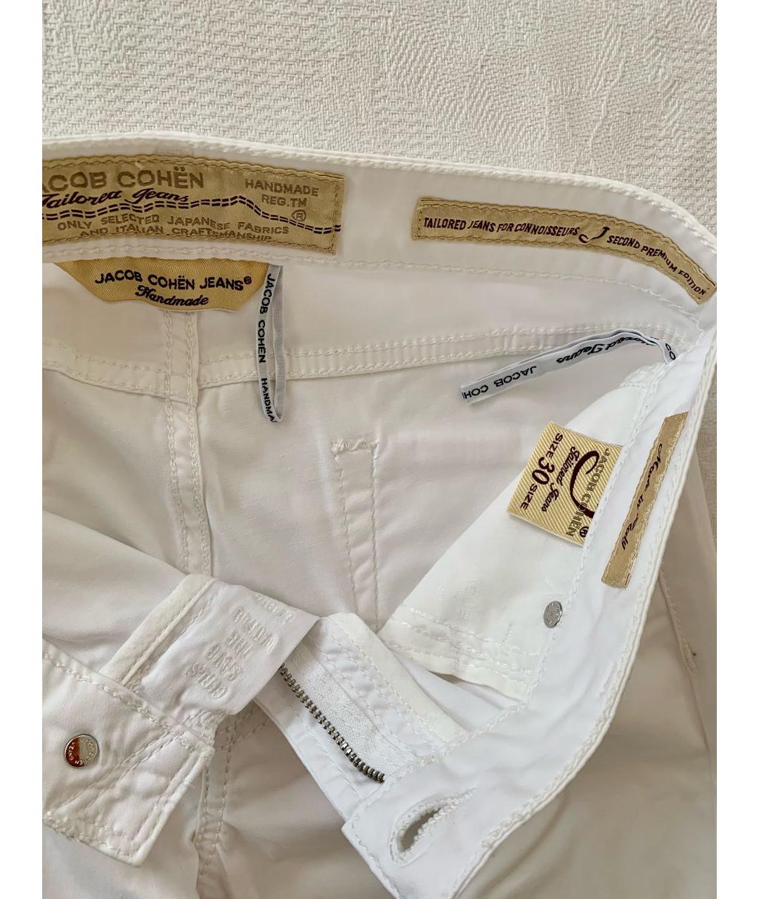 JACOB COHEN Белые хлопко-эластановые прямые джинсы, фото 3
